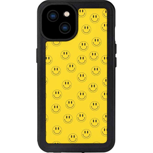Happy Face Pattern iPhone 15 Plus Waterproof Case